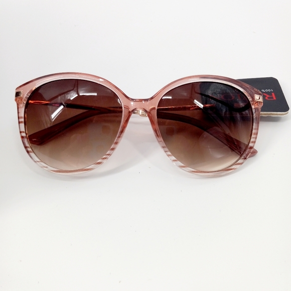Revlon Cat Eye 🍑 Peach Stripe Horizon Plastic Metal Hybrid Sunglasses NWT - Picture 4 of 4